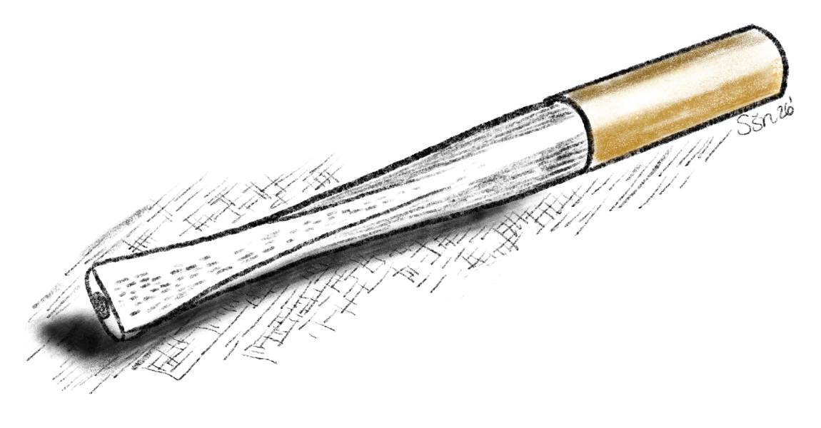 Hand-drawn Saubi wooden cigarette holder with polished brass mouthpiece